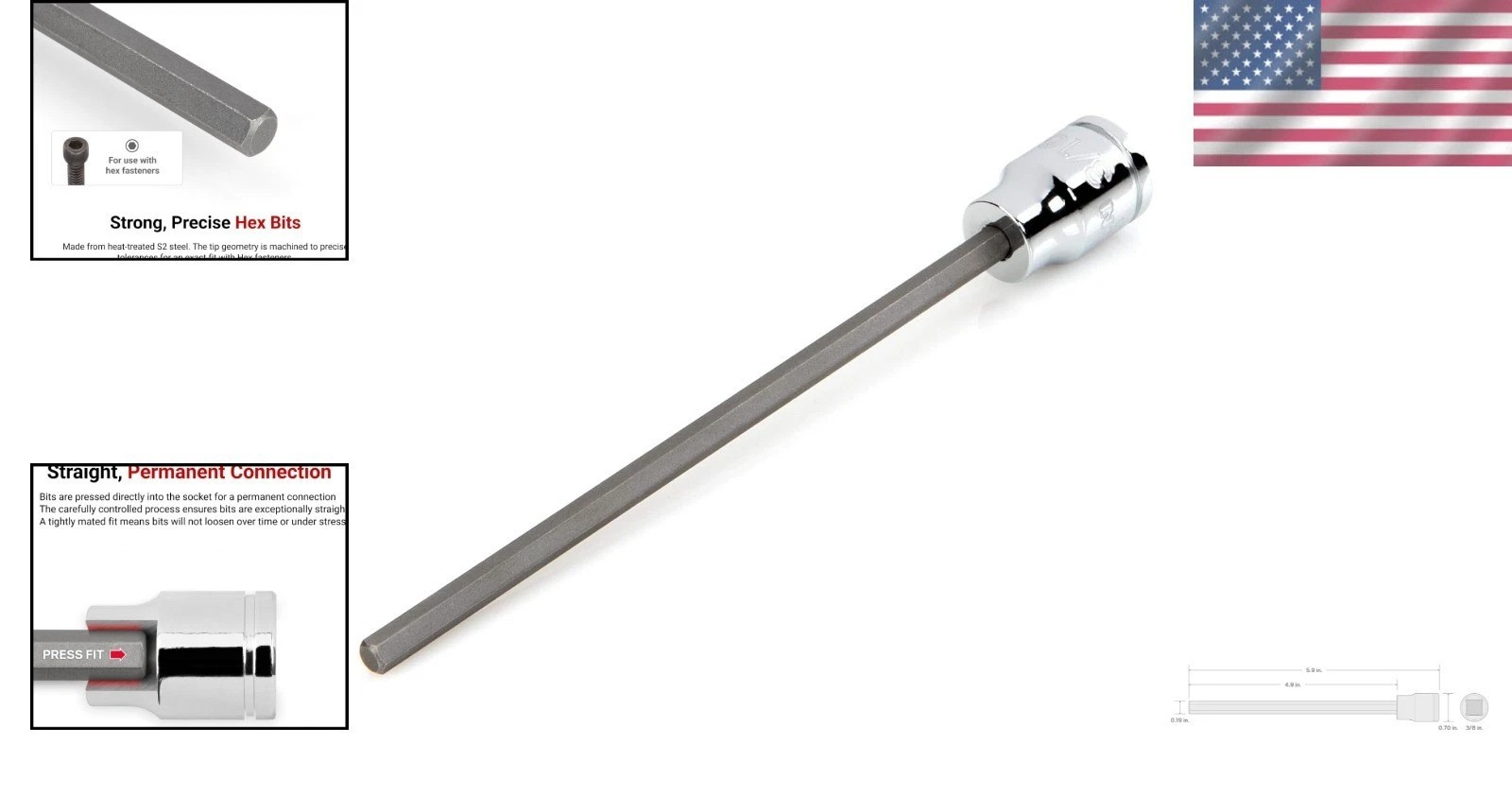 Reliable 3/8 Inch Drive Hex Bit Socket – 3/16 Inch Long, Extra-Durable S2 Steel