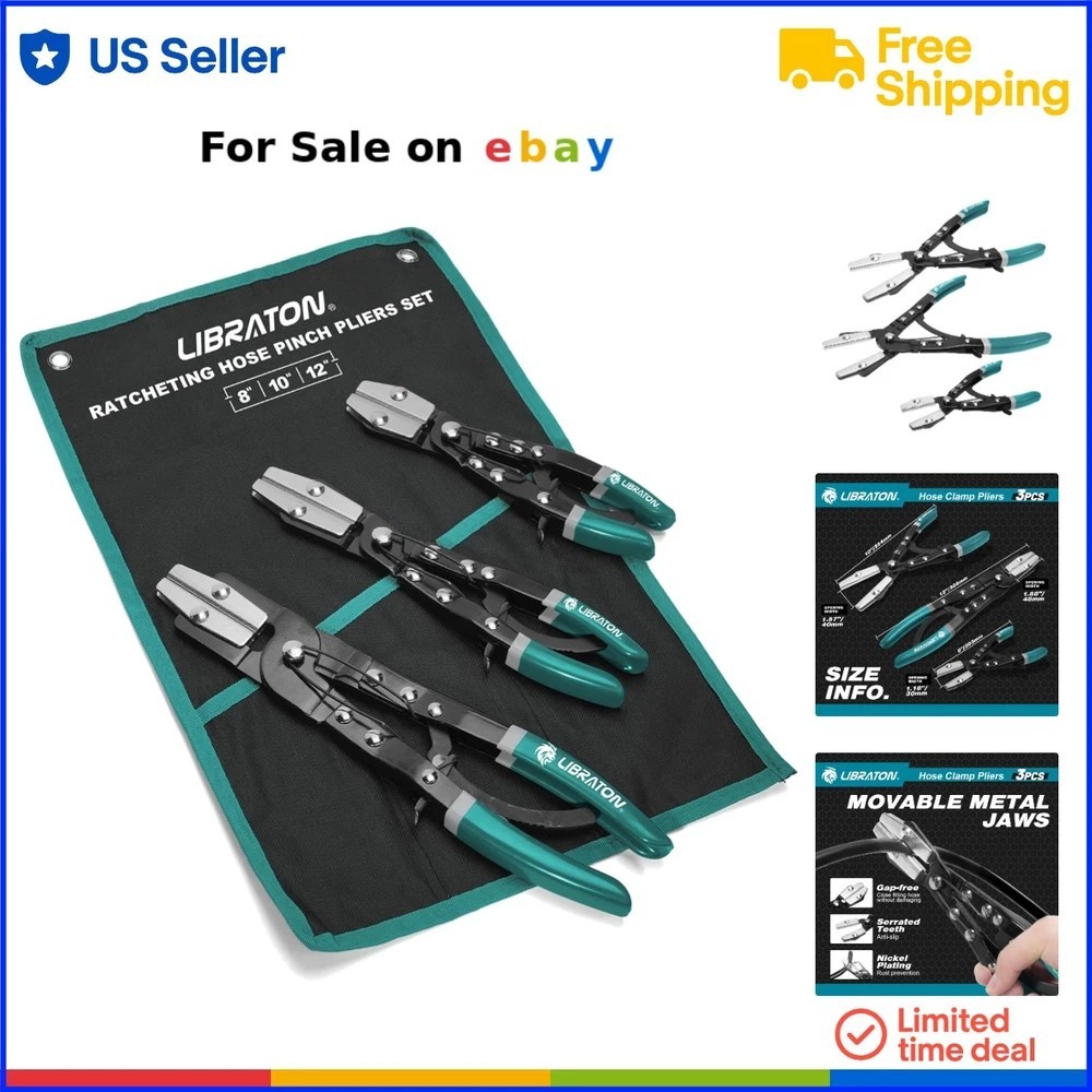 Hose Clamp Pliers Set Alloy Steel Ratchet Hose Pinch Off Automotive Tool