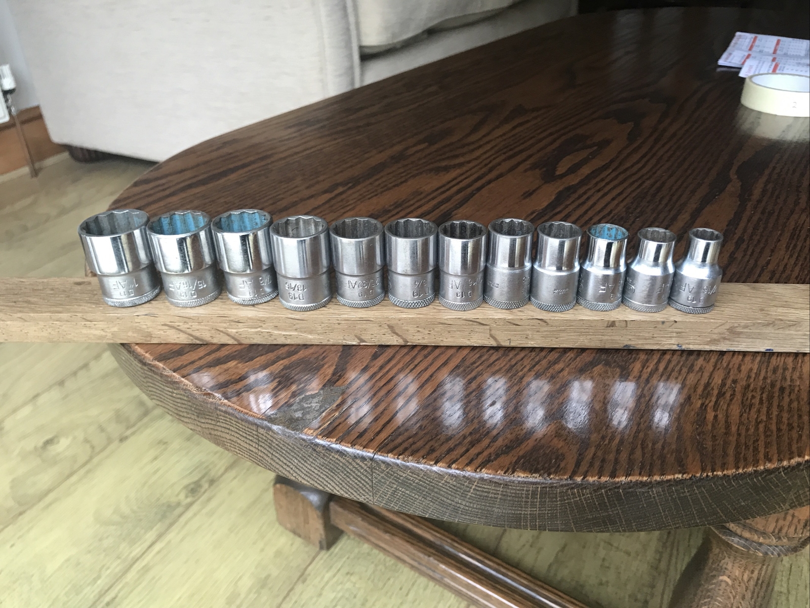 12 Gedore Sockets 1″ To 7/16″ AF With 1/2″ Drive. No 2.