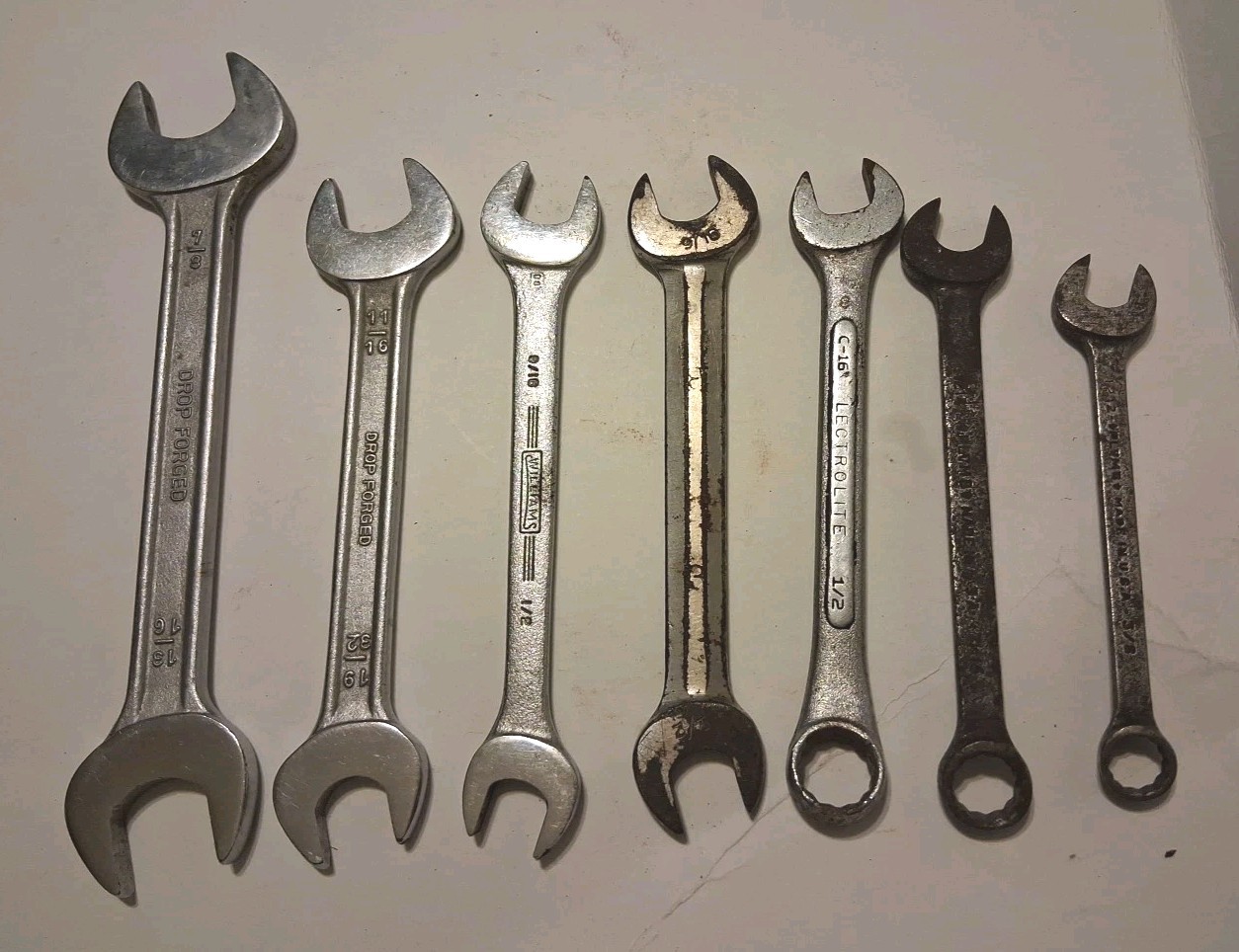 Wrenches. Lot Of 7. Multiple Sizes. Most Are Open End.