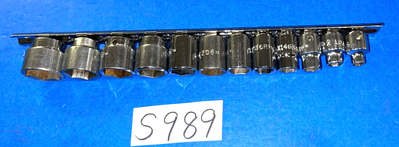 MAC TOOLS 12 PIECE 3/8 DRIVE SAE SHORT CHROME SOCKET SET 6 POINT 1/4 TO 15/16