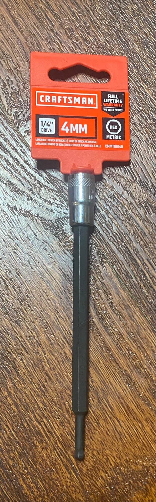 New Craftsman 4mm Metric 1/4″ Drive Long Ball End Hex Bit Socket