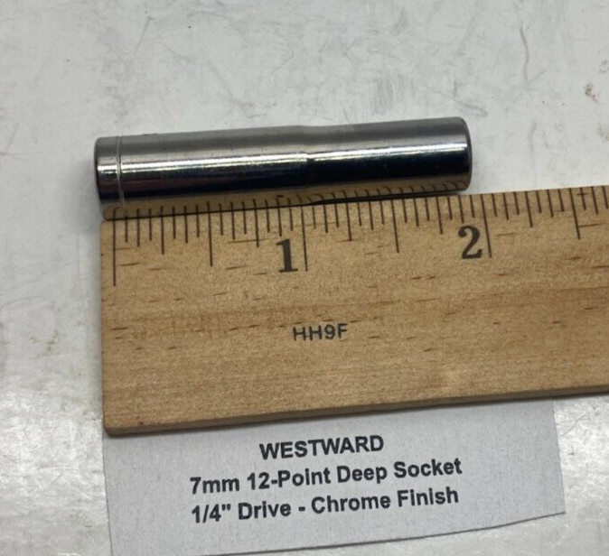 WESTWARD 7mm 12-Point Deep Socket – 1/4″ Drive – Chrome – Prepaid Shipping
