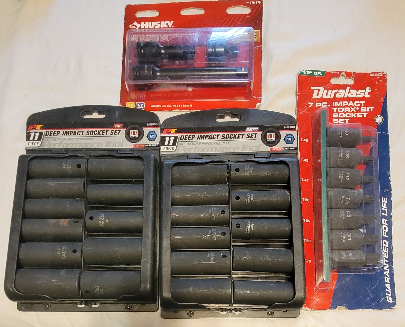 11pc 1/2 METRIC M590DB, 11pc 1/2 SAE M591DB, 3pc Adapter Set 770776, 7pc TORX