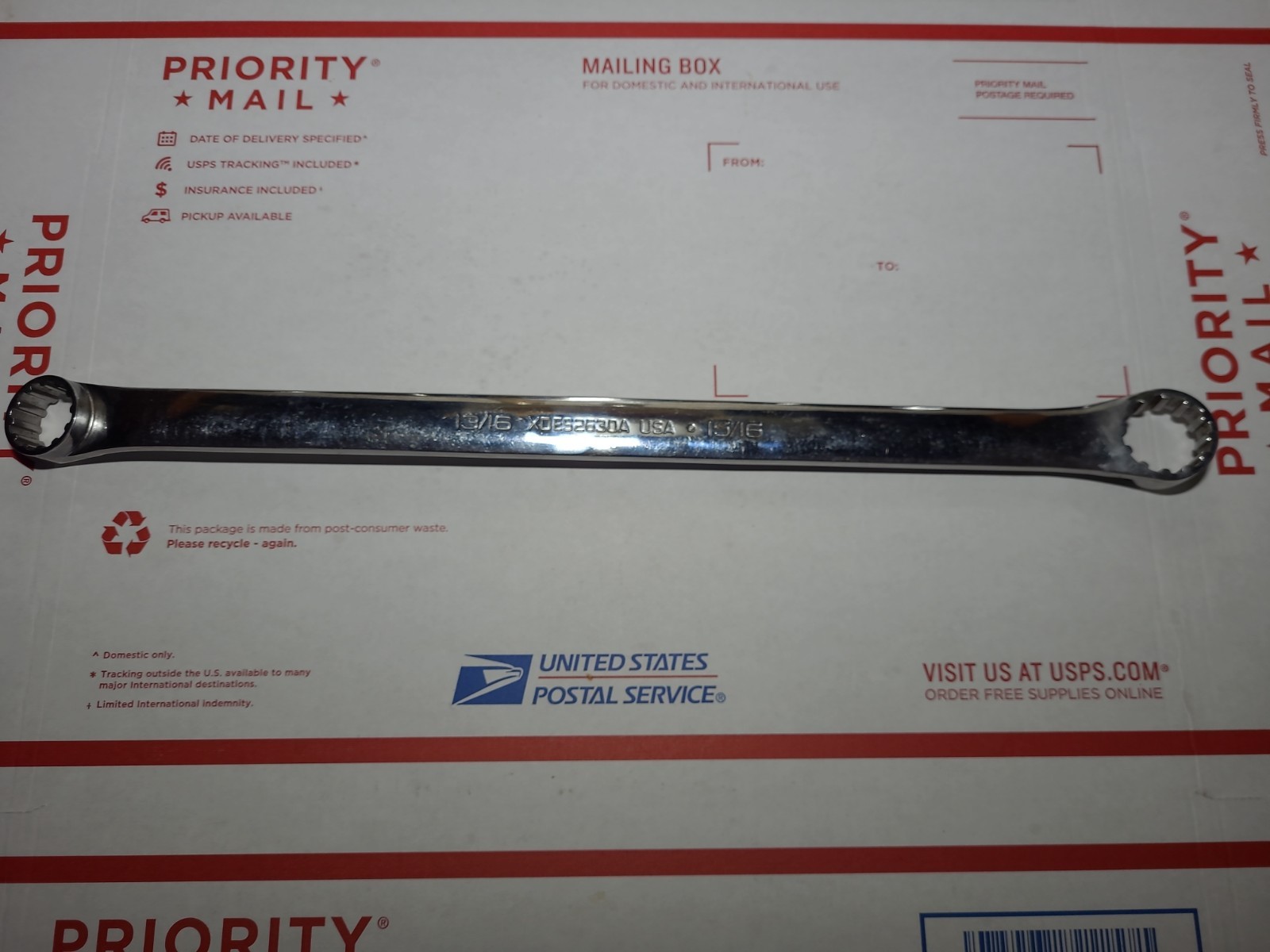 Snap-On Tools 13/16 15/16″ SAE #26 #30 SPLINE Chrome Offset Box Wrench XDES2630A