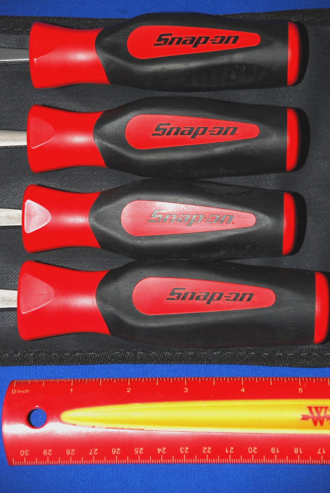 Snap-On Tools NEW SEALED 4 Pc Instinct Red Soft Grip Handle Half Round File Set