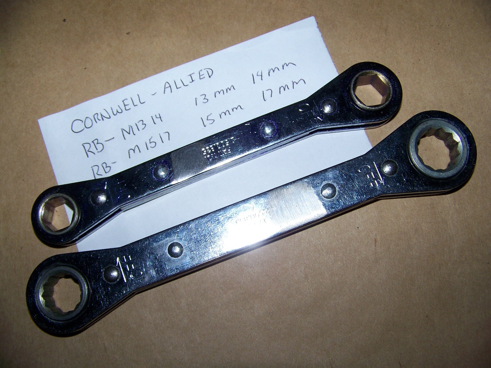Cornwell-Allied 13 14 15 17 MM Ratchet Wrench RB-M1314 rb-m1517 lot of 2