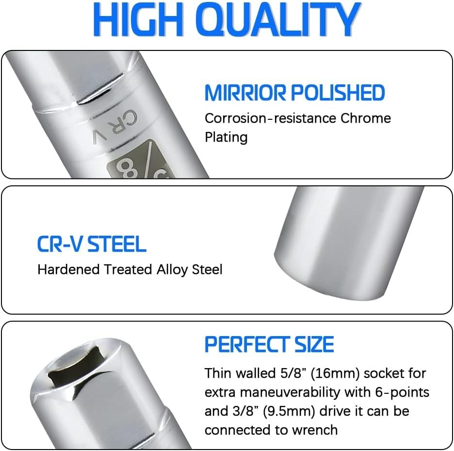 5/8-Inch Chrome Vanadium Magnetic Socket – 3/8-Inch Drive for Easy Maintenance