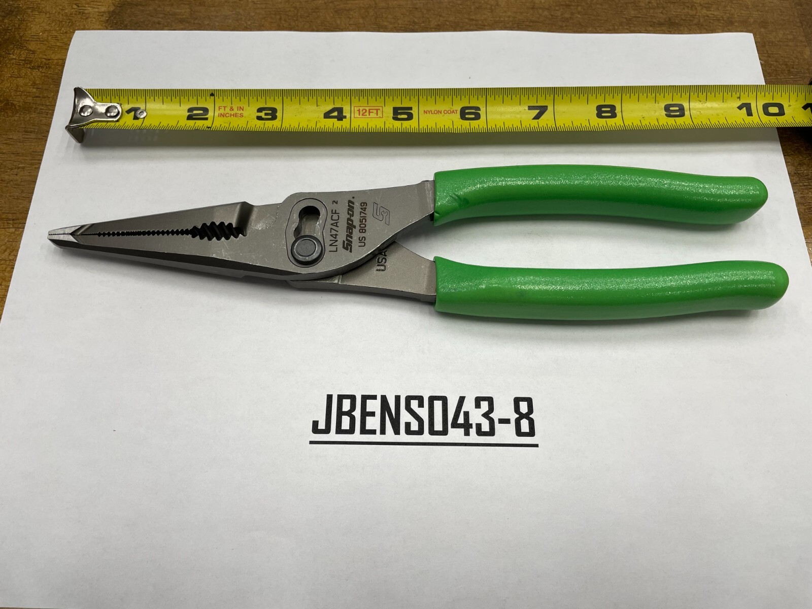 Snap-On Tools USA NEW GREEN 9″ Soft Grip Long Nose Slip Joint Pliers LN47ACFG