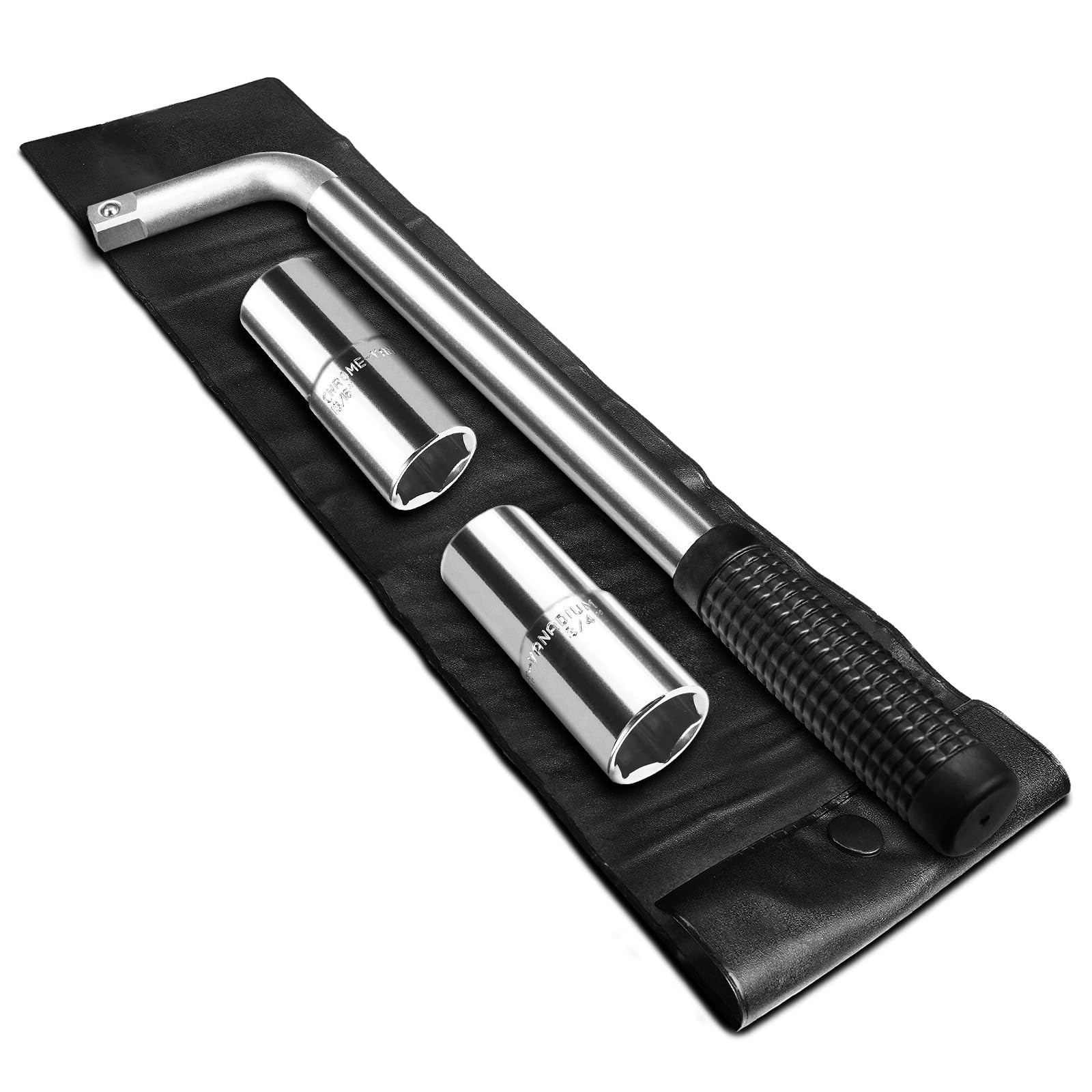 Telescoping Lug Wrench with 17mm/19mm & 21mm/22mm Sockets for Cars, Trucks, Vans