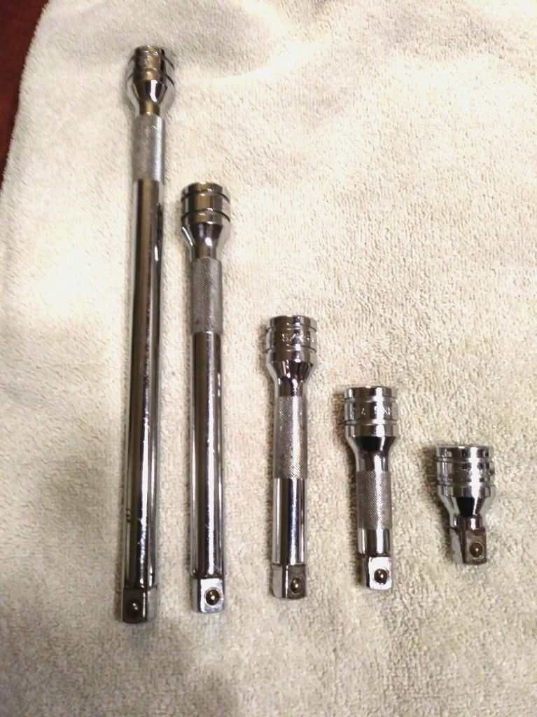 SNAP-ON 1/2 INCH KNURLED EXTENSIONS 5 PC. SET 11,8,5,3,AND 2 INCHES IN LENGTH
