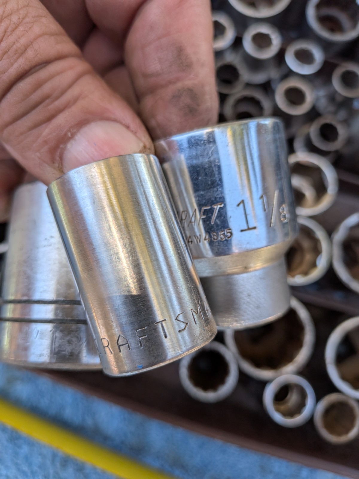 Lot of 70 + 1/2″ Dr Sockets SAE & some Metric Craftsman Thorsen Wright & More