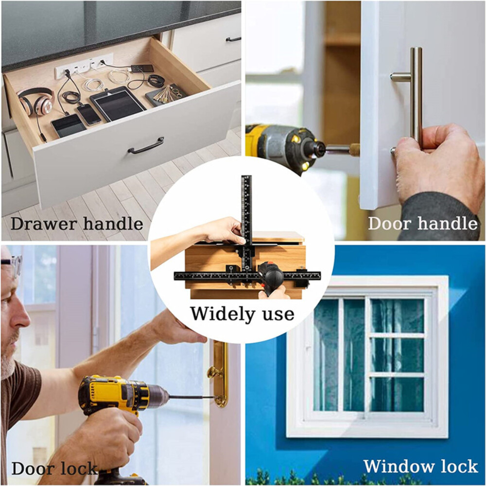 Cabinet Hardware Jig Adjustable Punch Locator Handle Template Tools Drill Guide