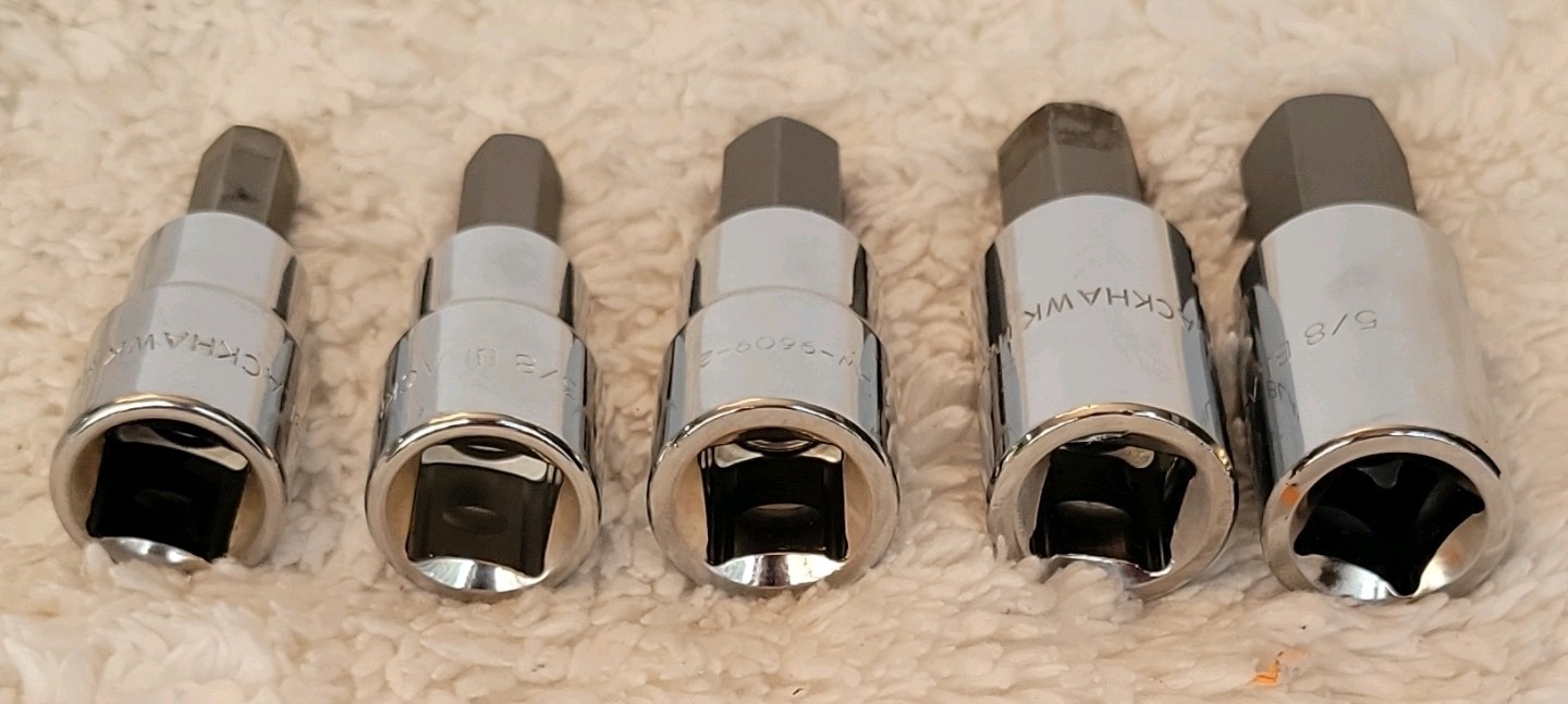 5 Piece 1/2 Drive Blackhawk by Proto USA Hex Bit Socket Set