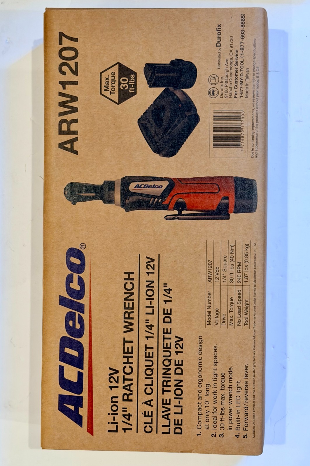 ACDelco Ratchet Wrench ARW1207 Li-ion 12V 1/4″ – NEW