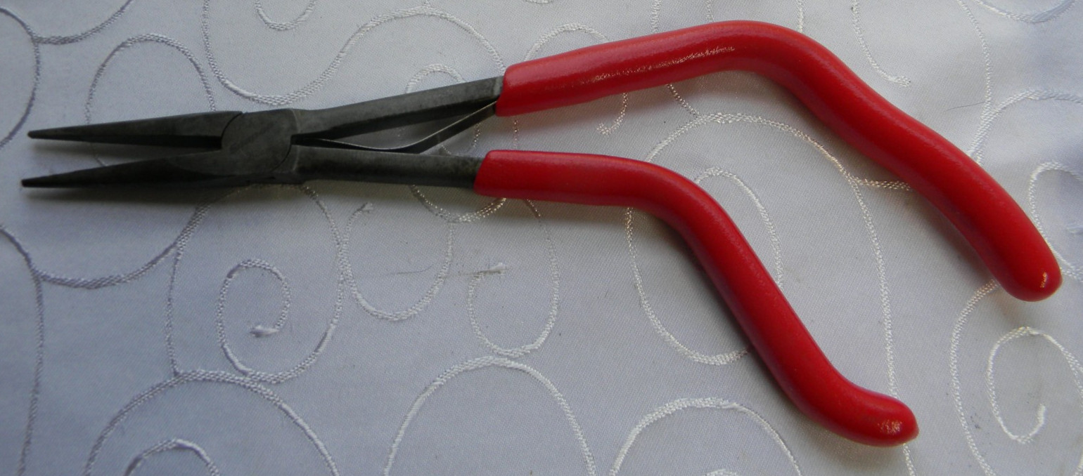 SNAP-ON 11″ LONG RED VINYL GRIP NEEDLE NOSE PLIERS #912AEP MADE IN THE USA