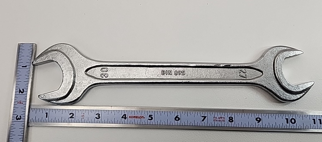 DIN 895 Metric Double Open End Wrench 27mm x 30mm Chrom-Vanadium Good Used Cond