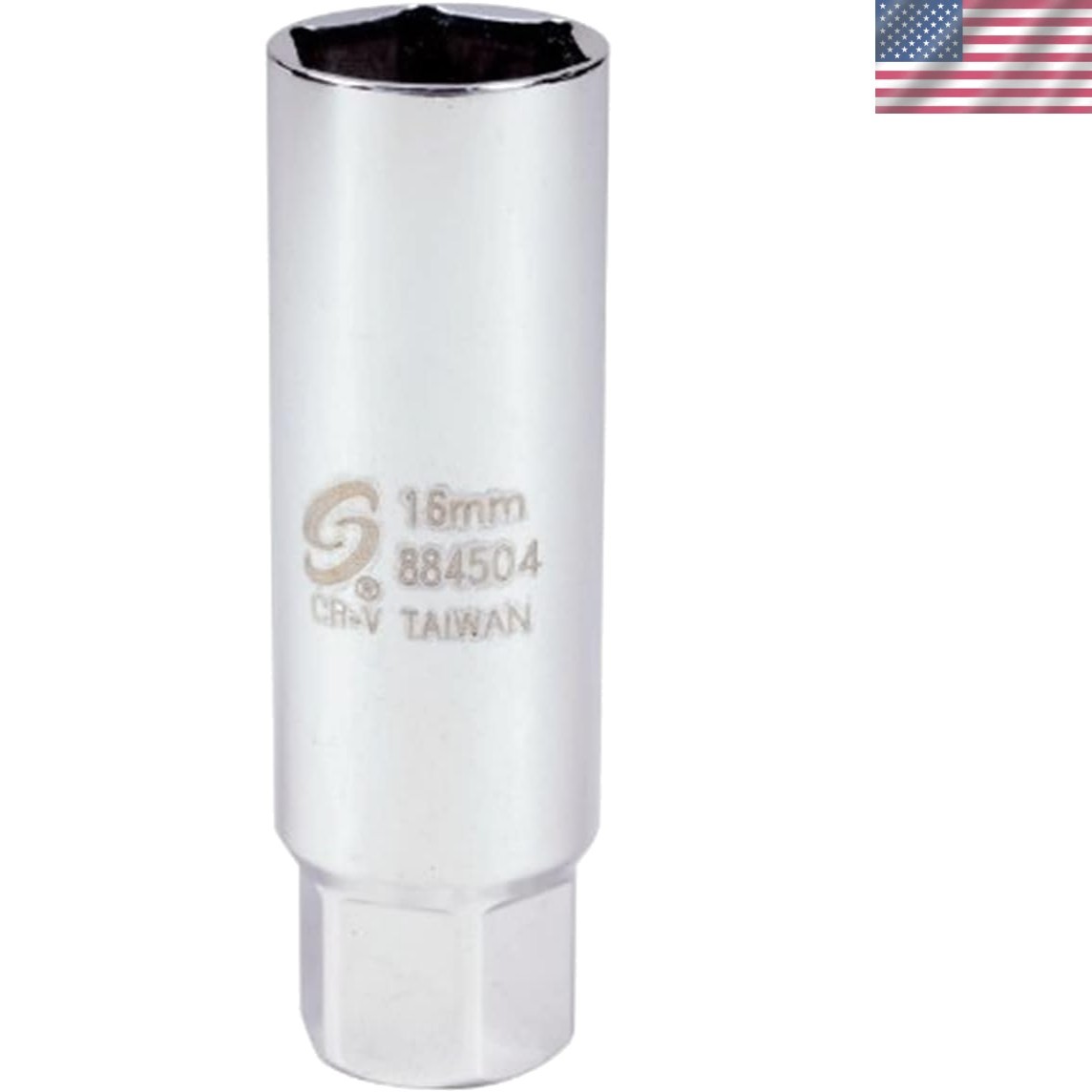 Precision 16mm Spark Plug Socket, 3/8″ Drive Thin Wall Design, Polished Finish