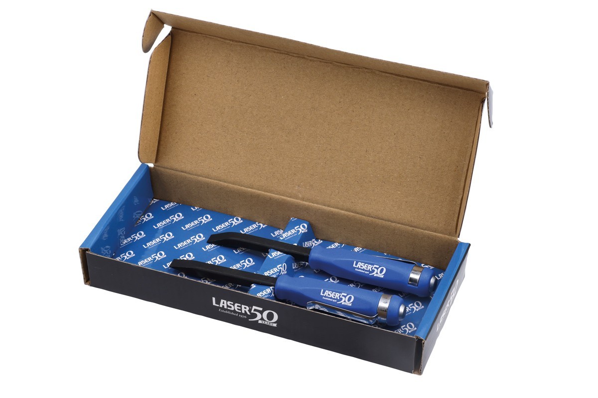 Laser Tools 9201 Mini Pry Bar Set with Go Thru handles and Pocket Clips 2pc