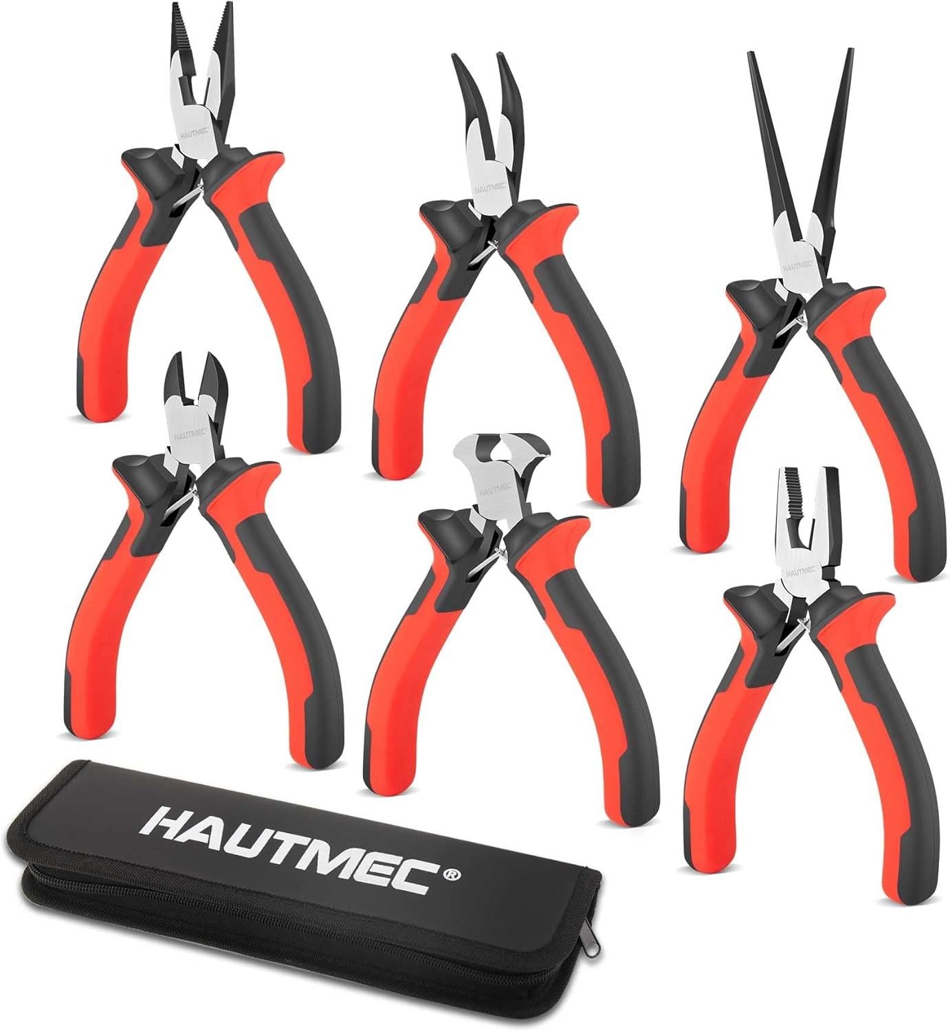 HAUTMEC 6PCS Mini Pliers Set High Leverage Multi Small Metallic Finish