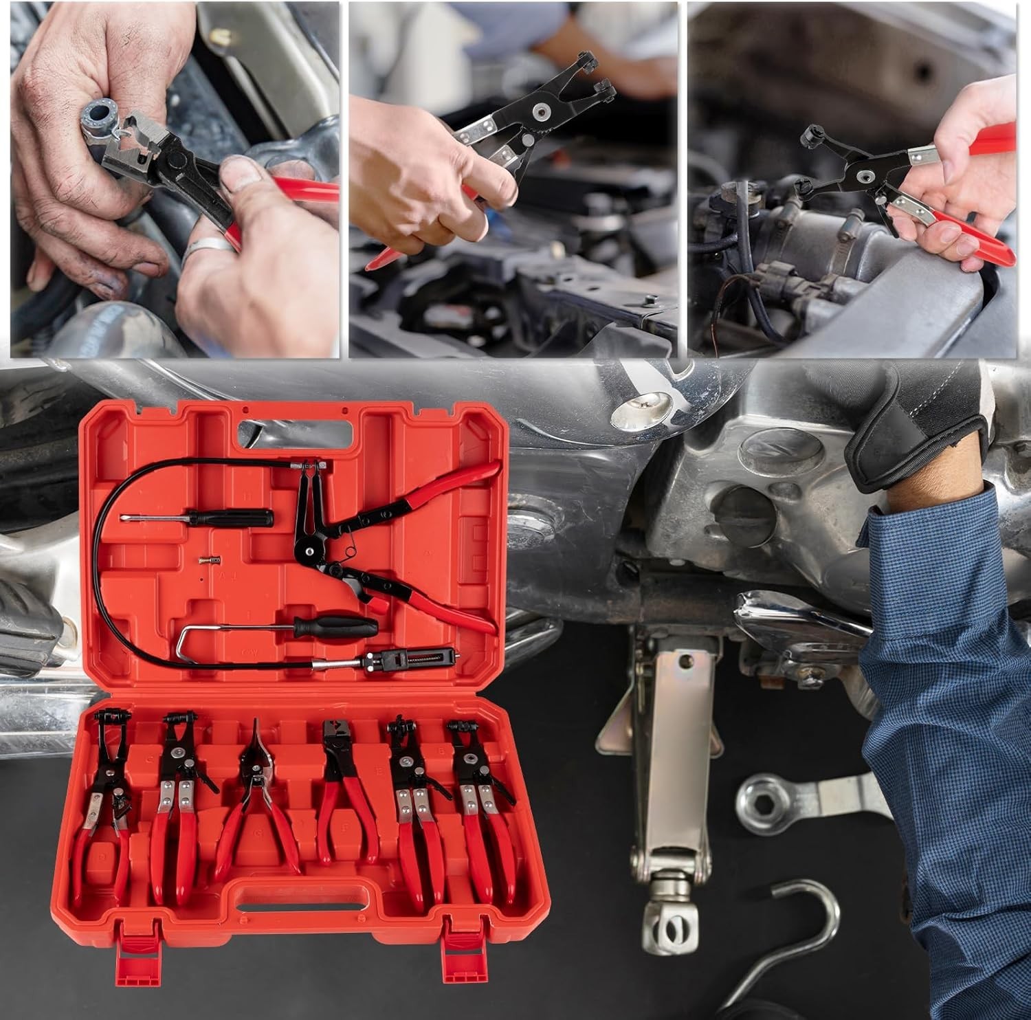 9PCS Hose Clamp Pliers Set Automotive Hose Clamp Removal Tool Kit