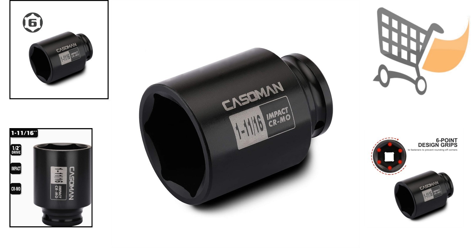 Deep Impact Socket 1/2-inch Drive 1-11/16″ SAE Chrome Molybdenum for Axle Nuts