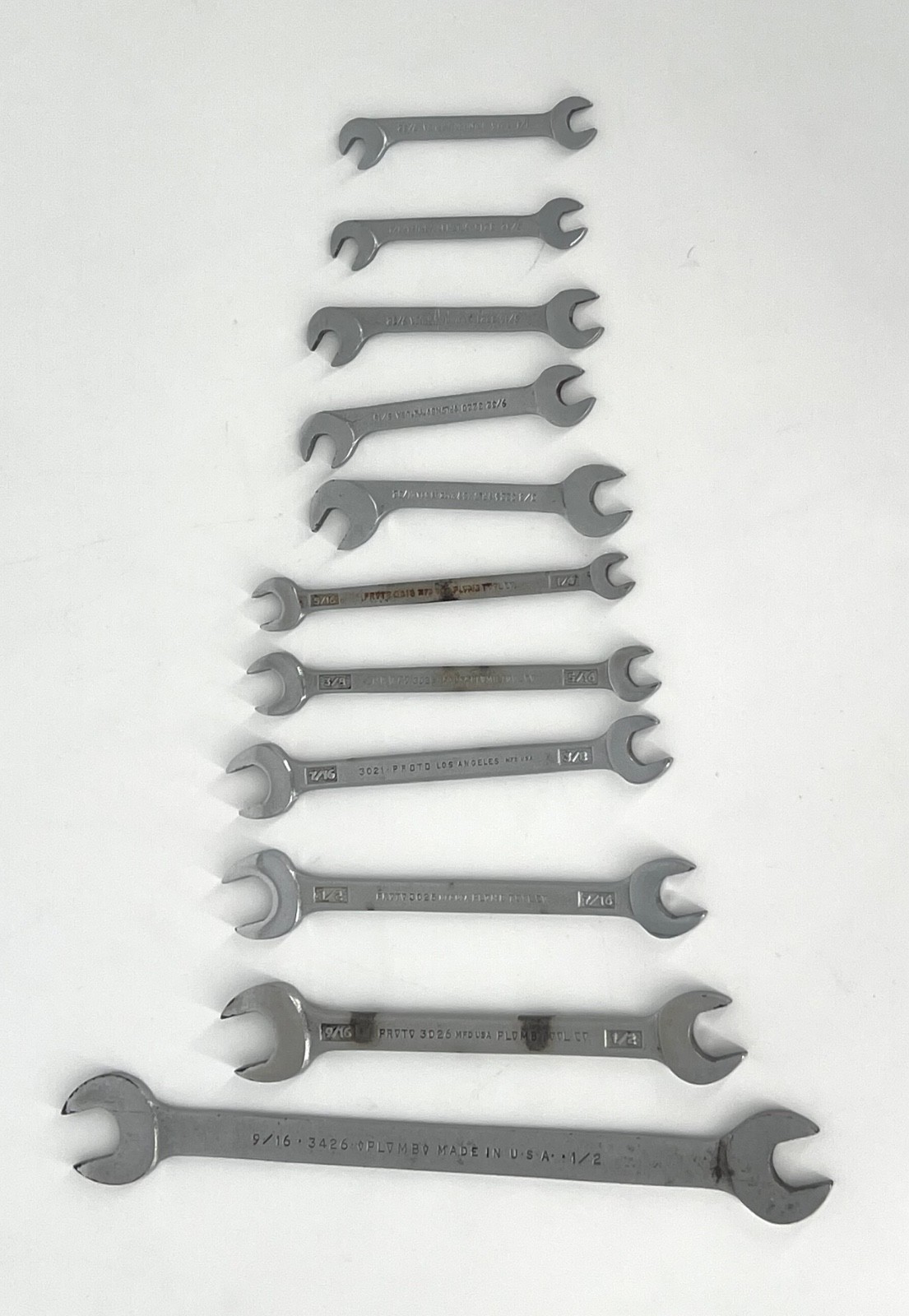 Vintage PLVMB PLOMB PROTO Open End Wrench Set 11pc Midget Ignition Tappet SAE