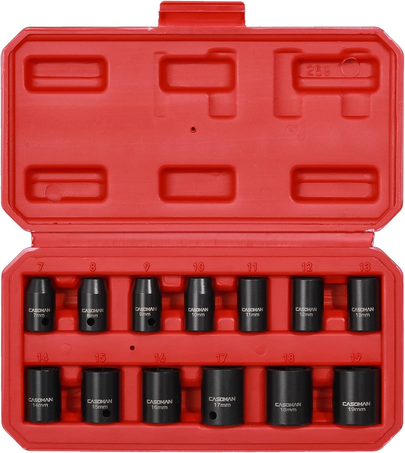 13-Piece Chrome Vanadium Socket Set with Laser Etched Markings – ANSI Compliant