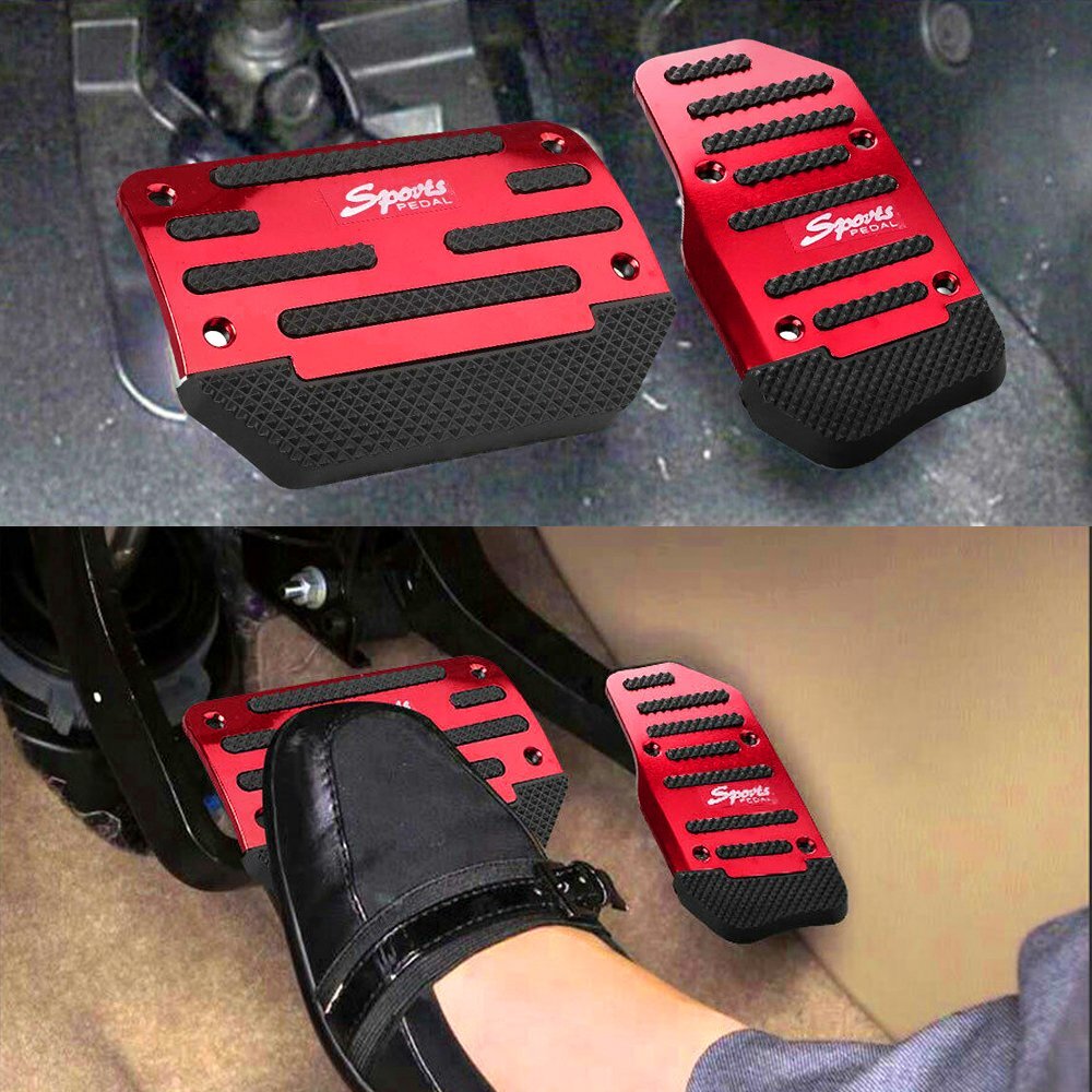 Automatic Non-Slip Gas Foot Brake Pedal Pad Cover Set Accessories Universal Red