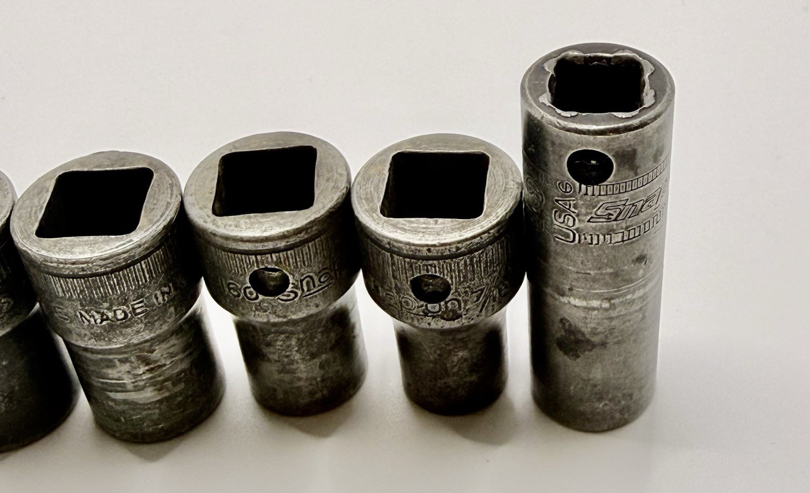 Vintage Snap-On USA Socket Set 1/2” Drive 12 Point – 10 Pcs Total