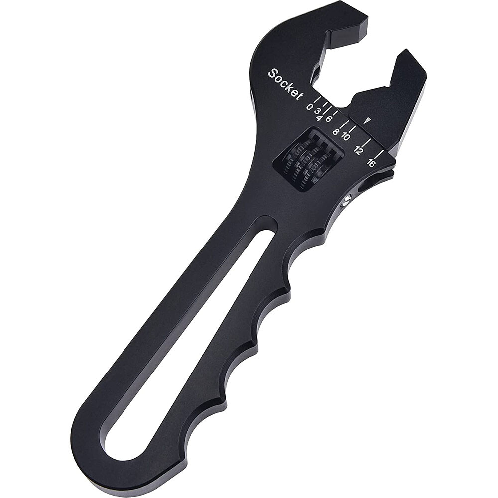 Adjustable Wrench Aluminum Tool Spanner for Hose End Fitting 3AN-16AN Black