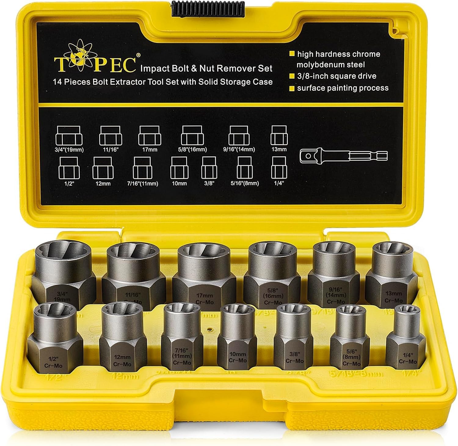 13+1 Piece Impact Bolt & Nut Remover Set
