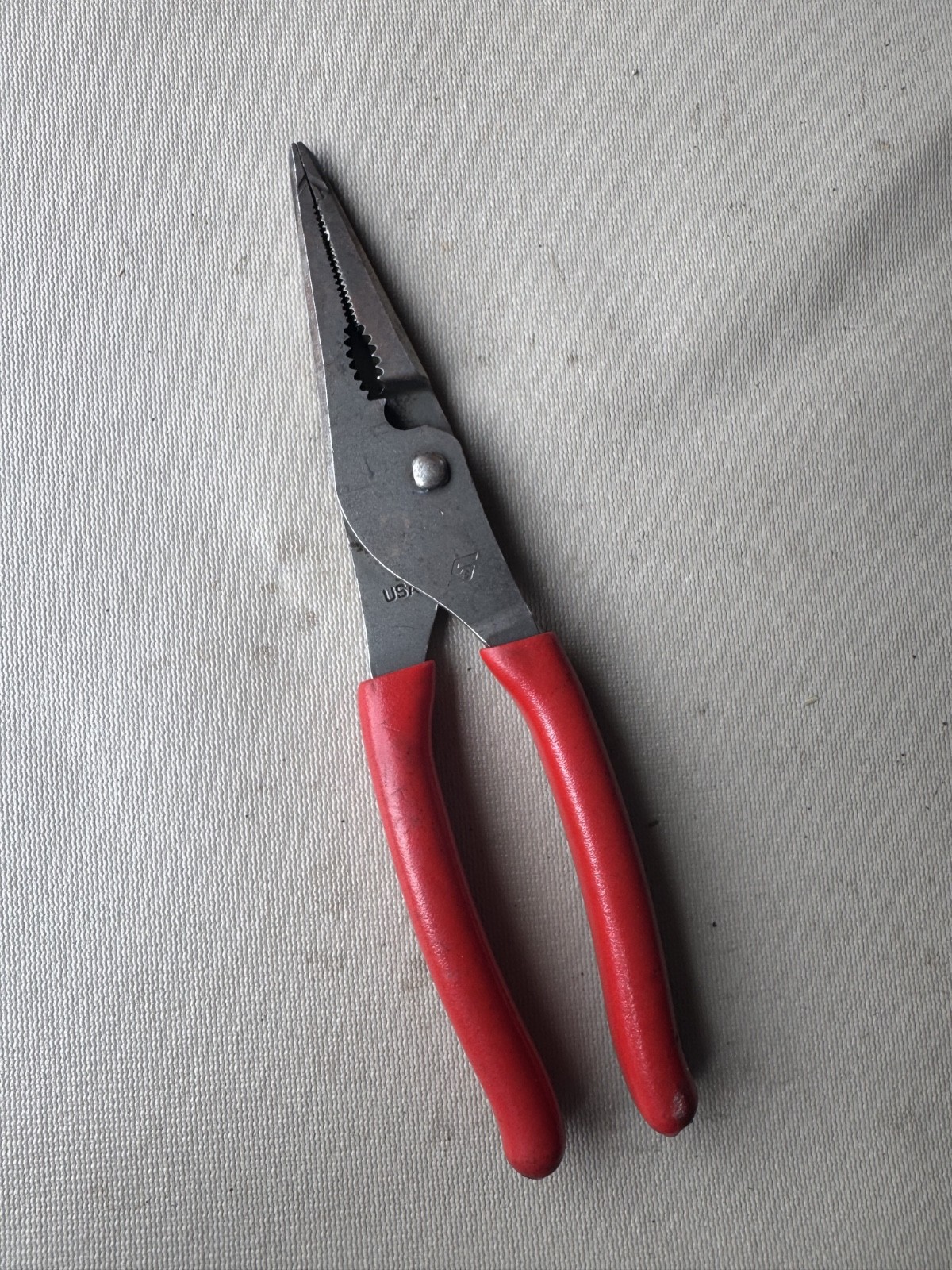 Snap On Tools 9″ Long Nose Pliers 3 Slip Joint Talon Grip 57% More Power RED