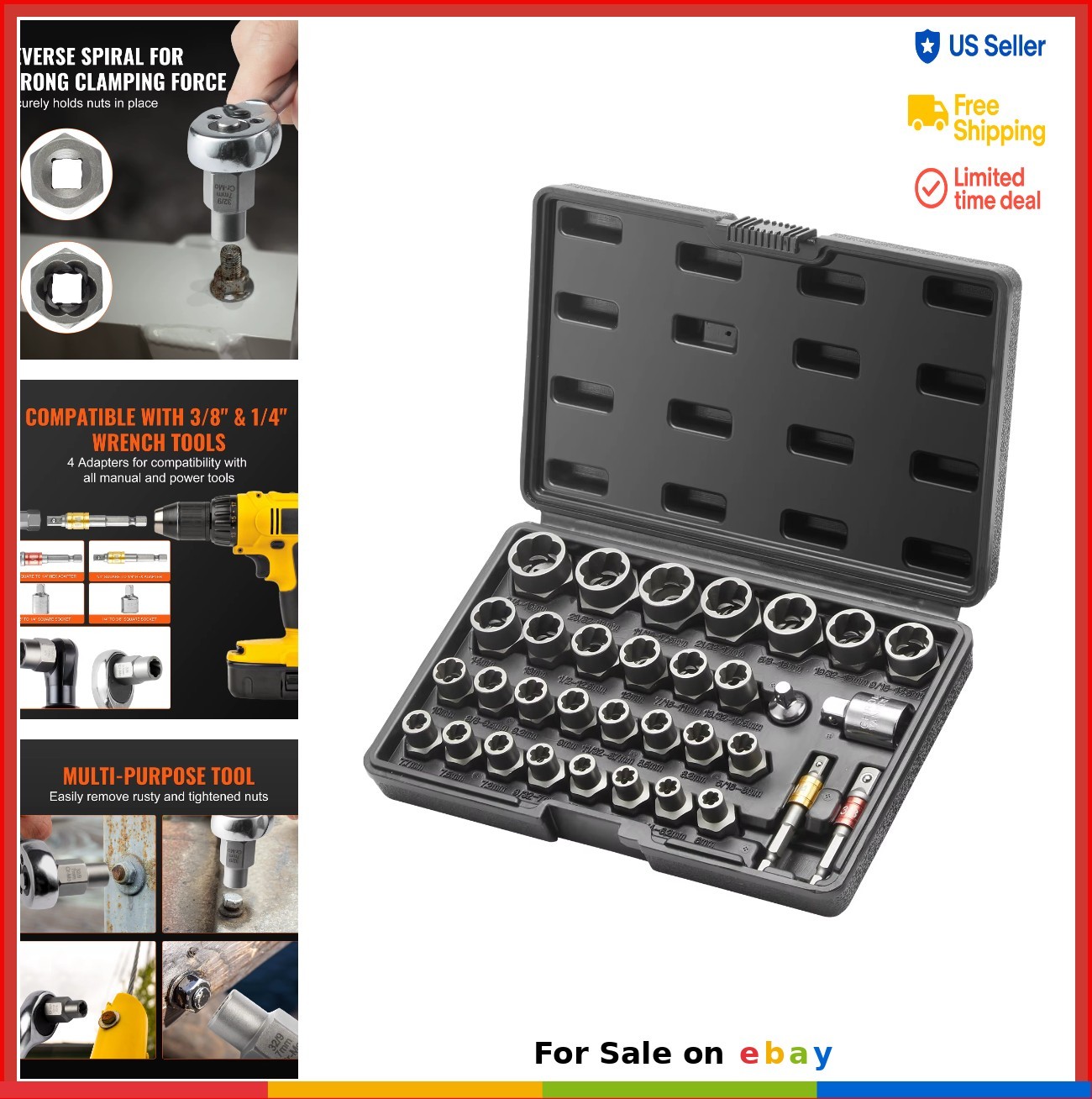 Bolt Extractor Set 29 Pieces Nut Remover 6mm to 10mm 13/32