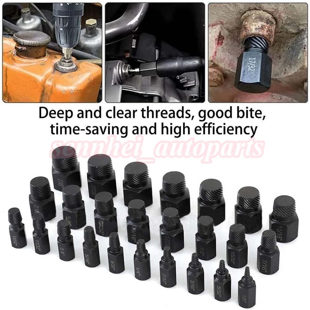 Multi-Spline Screw Extractor Set Hex Head Bit Socket Wrench Bolt Remover 25Pcs