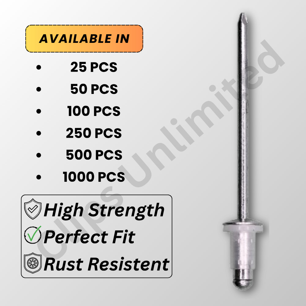 A 20788 Special Rivet 1/8″ D,3/64–1/8″ Grip 15/64″ Flange 9026904051, 25-1000PCS