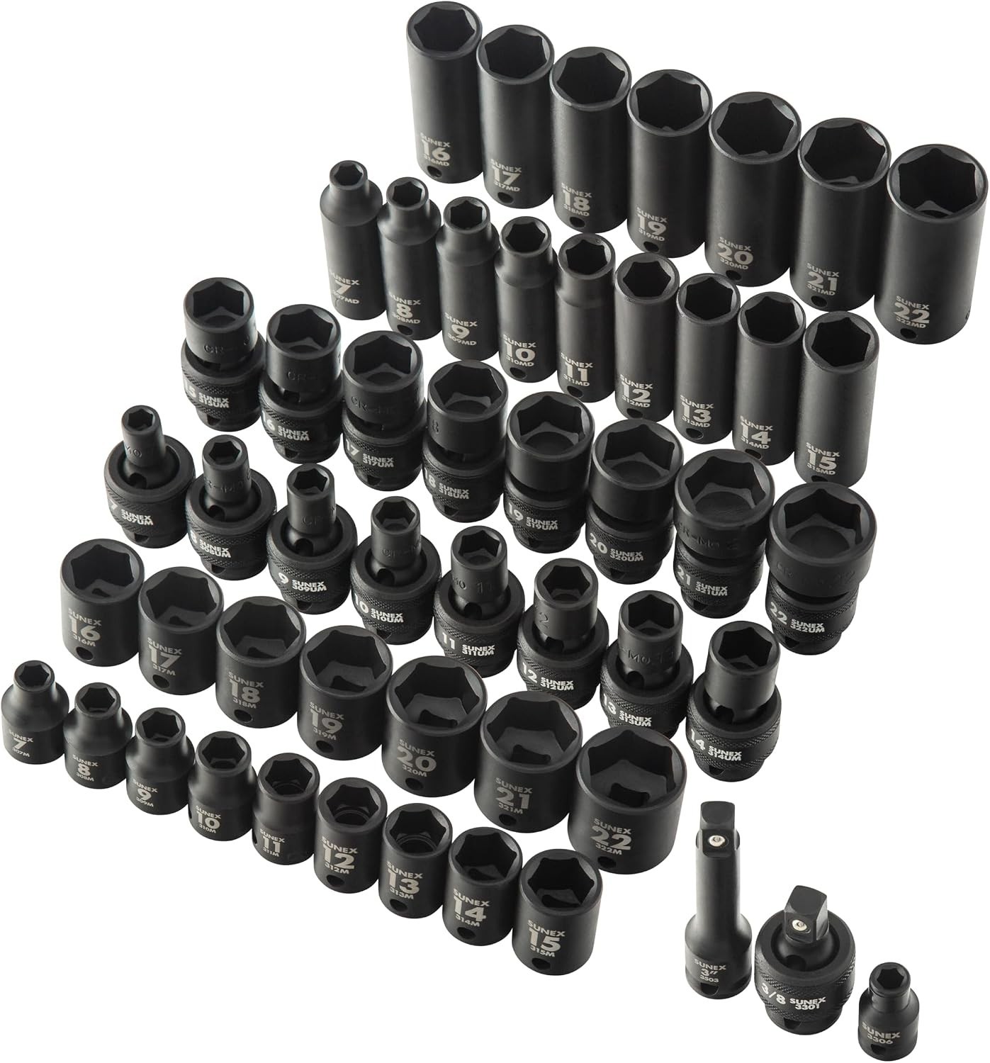 Sunex 3351 51-Piece Metric Impact Socket Set – 7mm to 22mm, Chrome Molybdenum