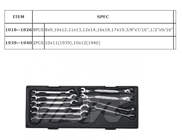 JTC 10PCS FLARE NUT WRENCH SETS (MIRROR-FINISH), JTC TOOLS # K6101