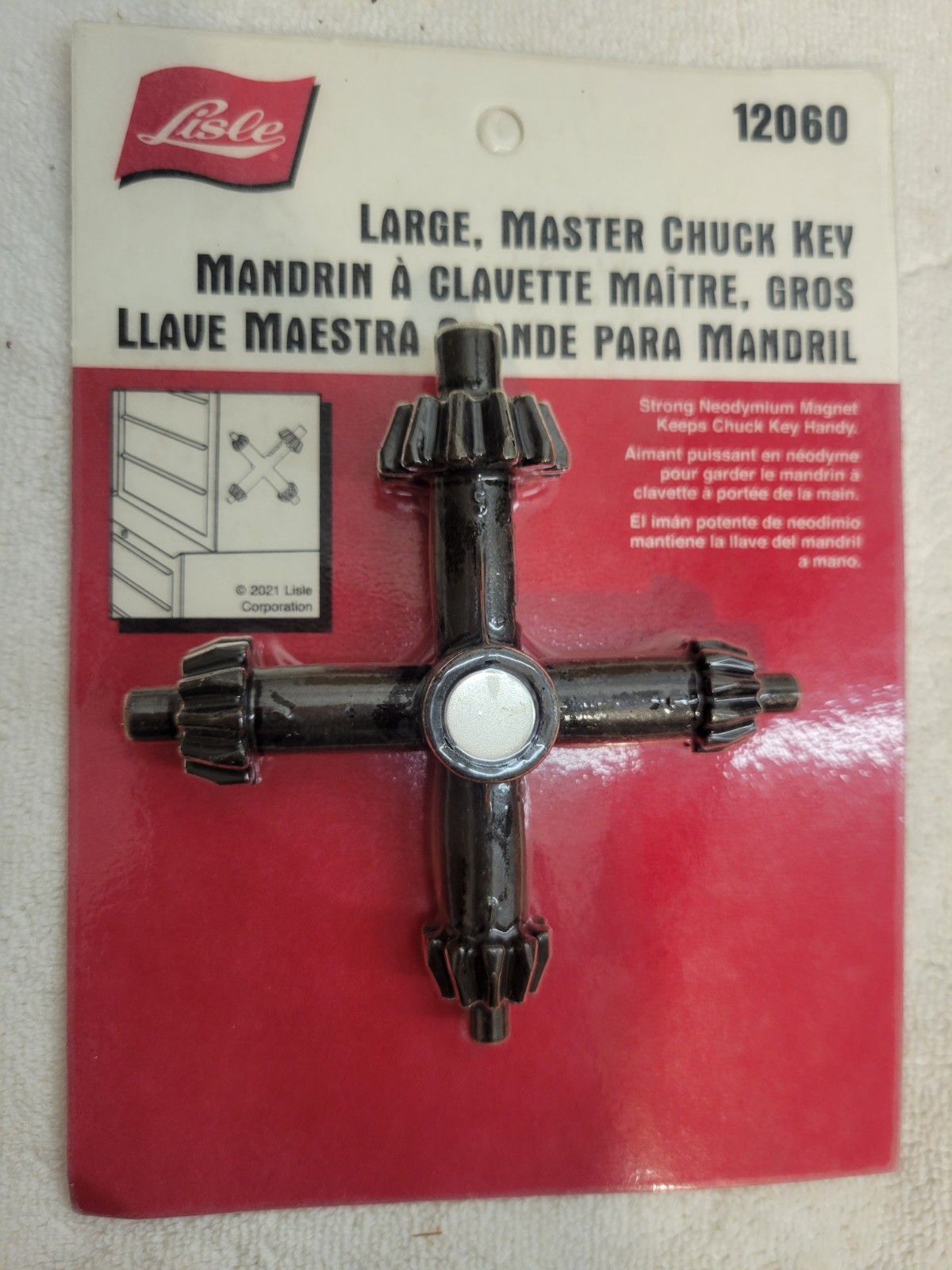 Lisle 12060 Large Master Magnetic Chuck Key with 4 Sizes