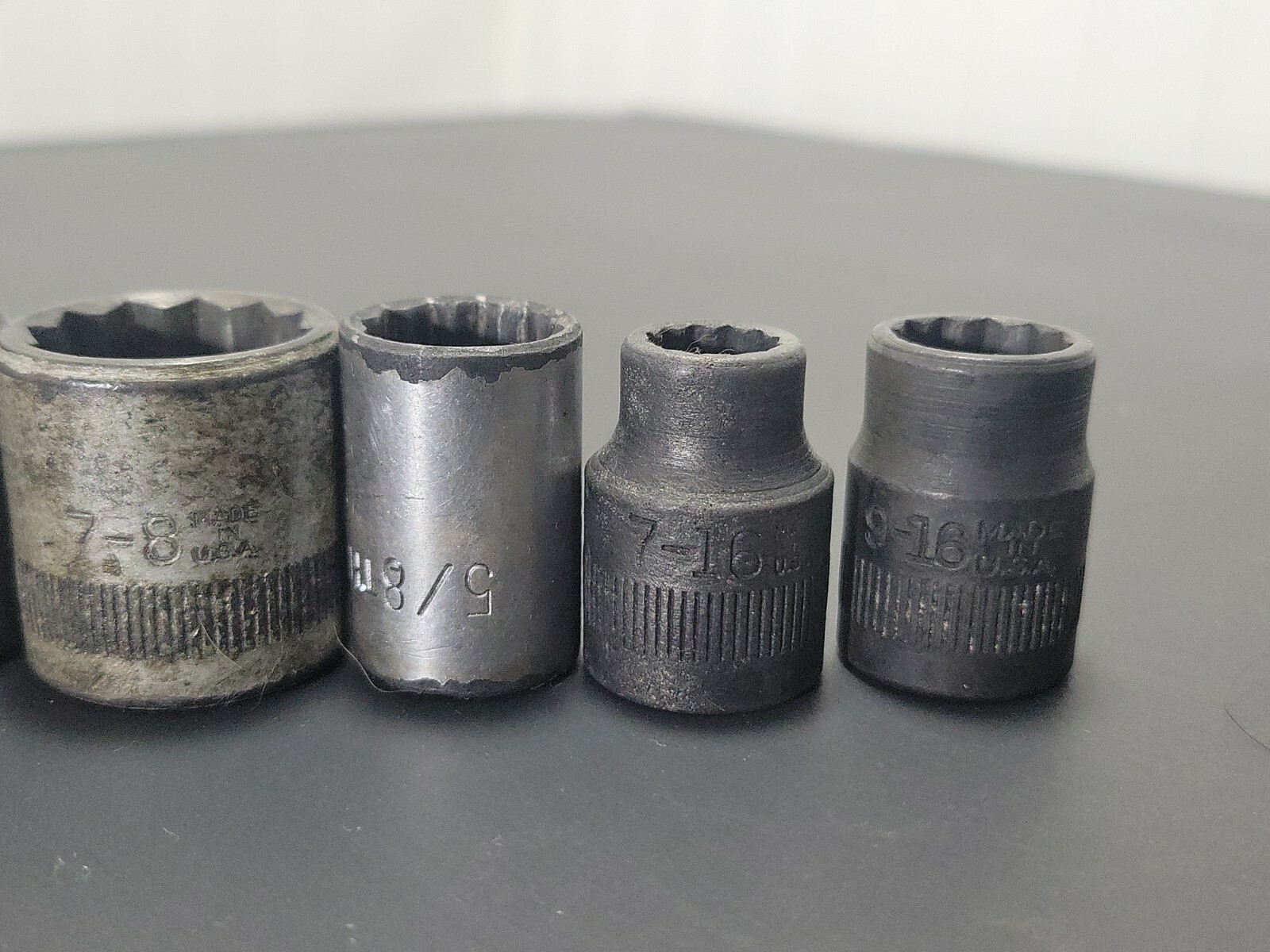 Lot of 6 Sockets 15/16″ 7/16″ 13/16″ 9/16″ 7/8″ 5/8″ SAE 1/2″ Drive 12 Point