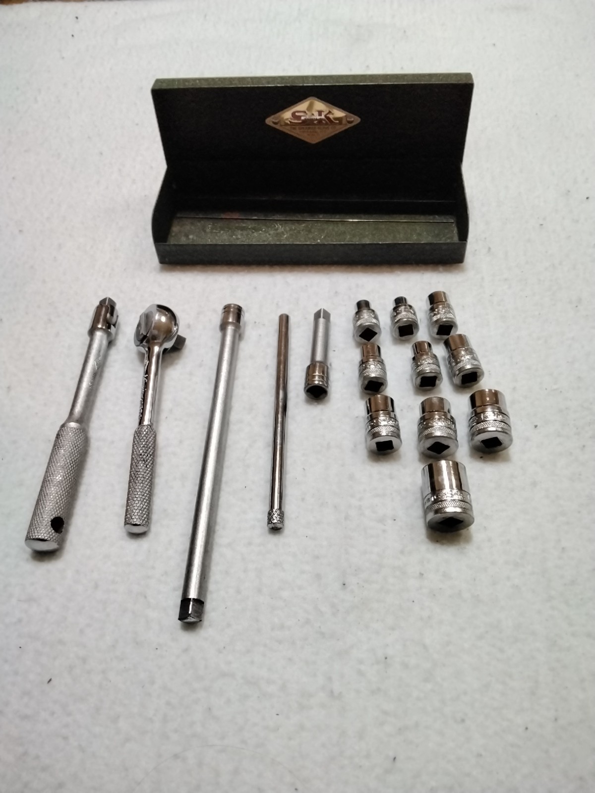 Vintage SK Tool Socket Set 17 Pieces 1/4″ Drive With Carrying Case Used