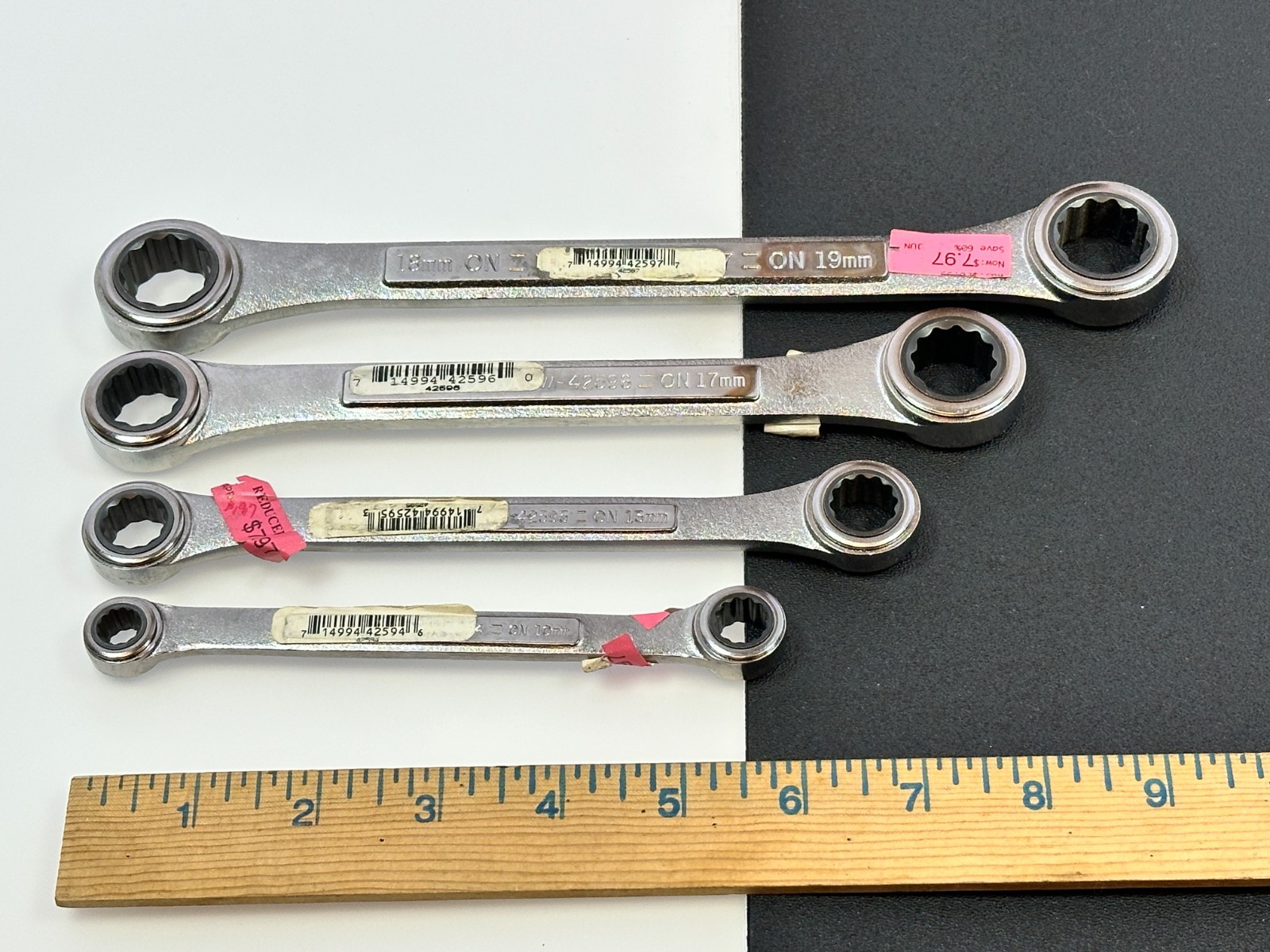 Craftsman USA 42447 Metric 8-19mm Double Box End Ratcheting Wrench Set, NOS Rare