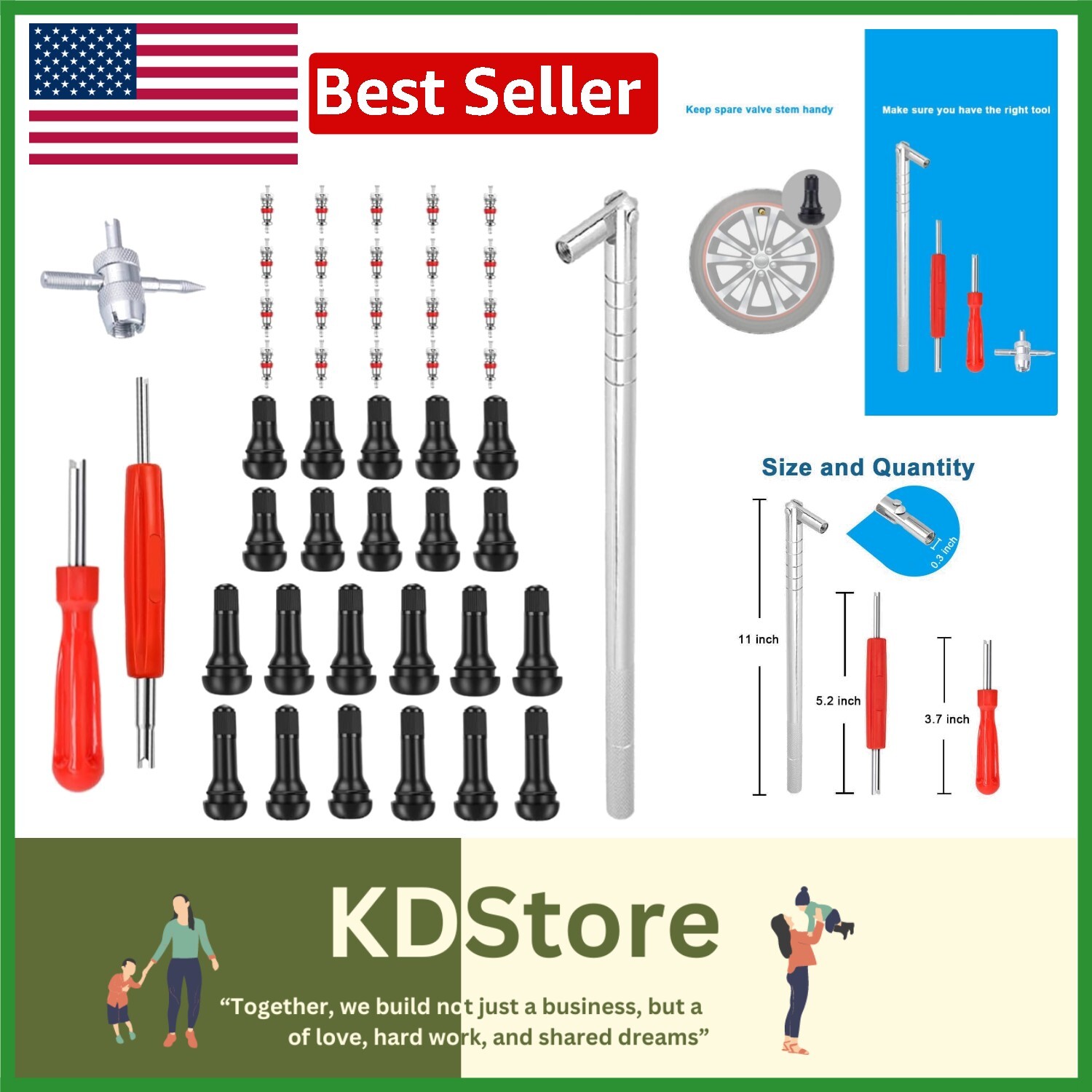 Complete Valve Stem Installer Tool Kit – Durable Rubber for Passenger Cars