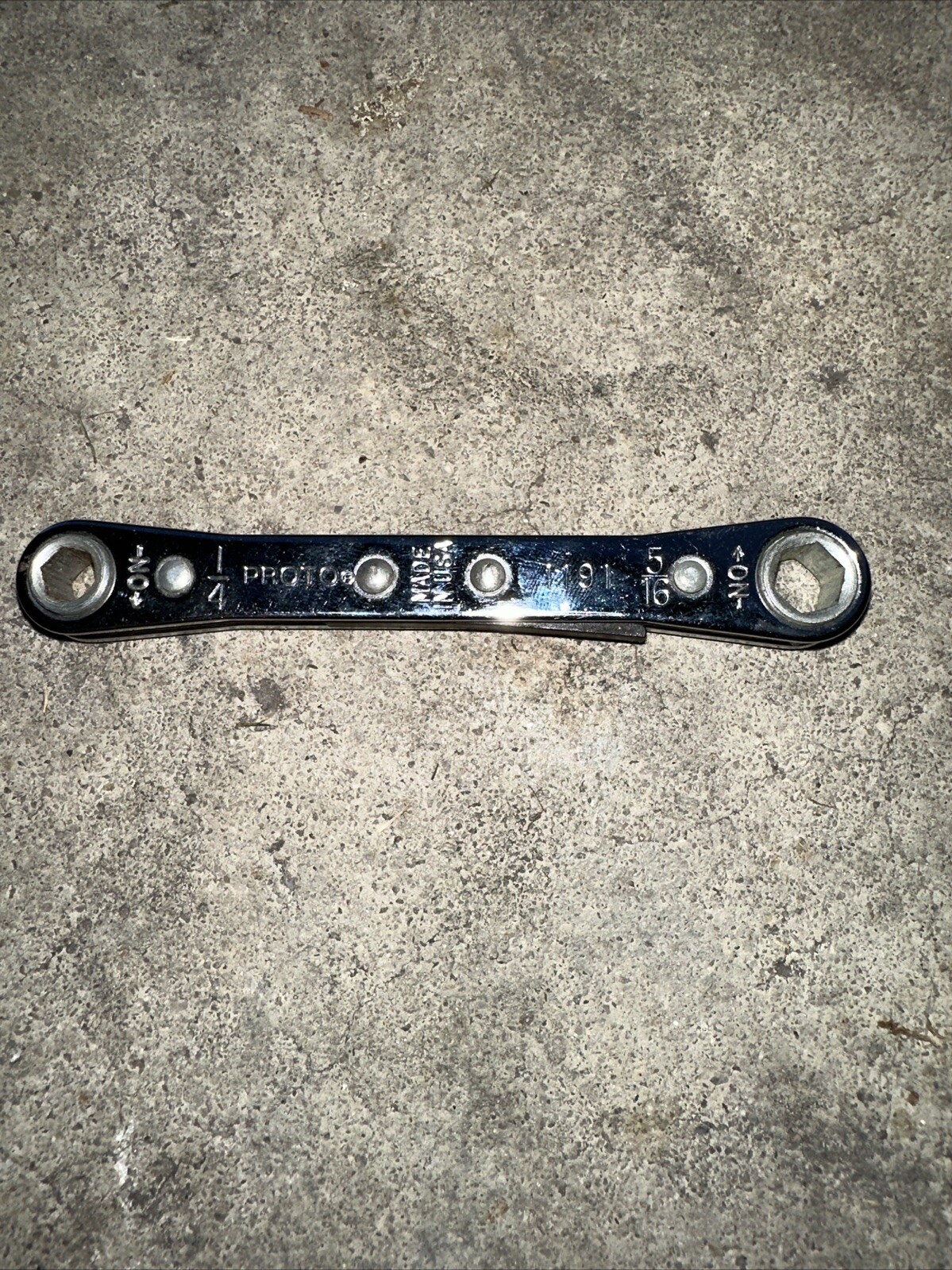 VINTAGE PROTO DOUBLE BOX RATCHETING WRENCH 1/4″ X 5/16″ 6-POINT USA Model 1191