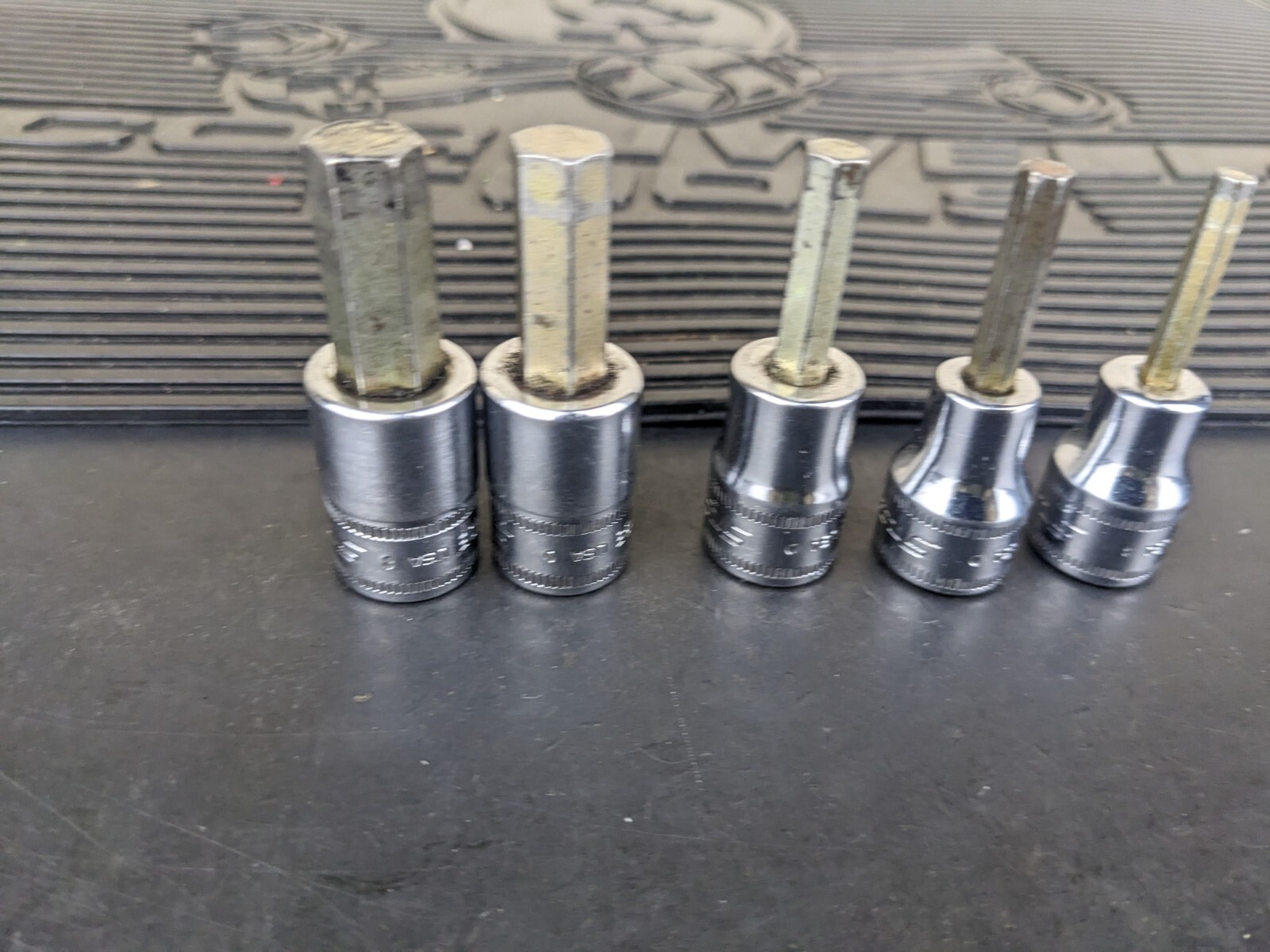 #ba752 Snap On 3/8″ Drive Metric Hex Bit Socket Set – 4-6, 9, 10mm 207EFAMY