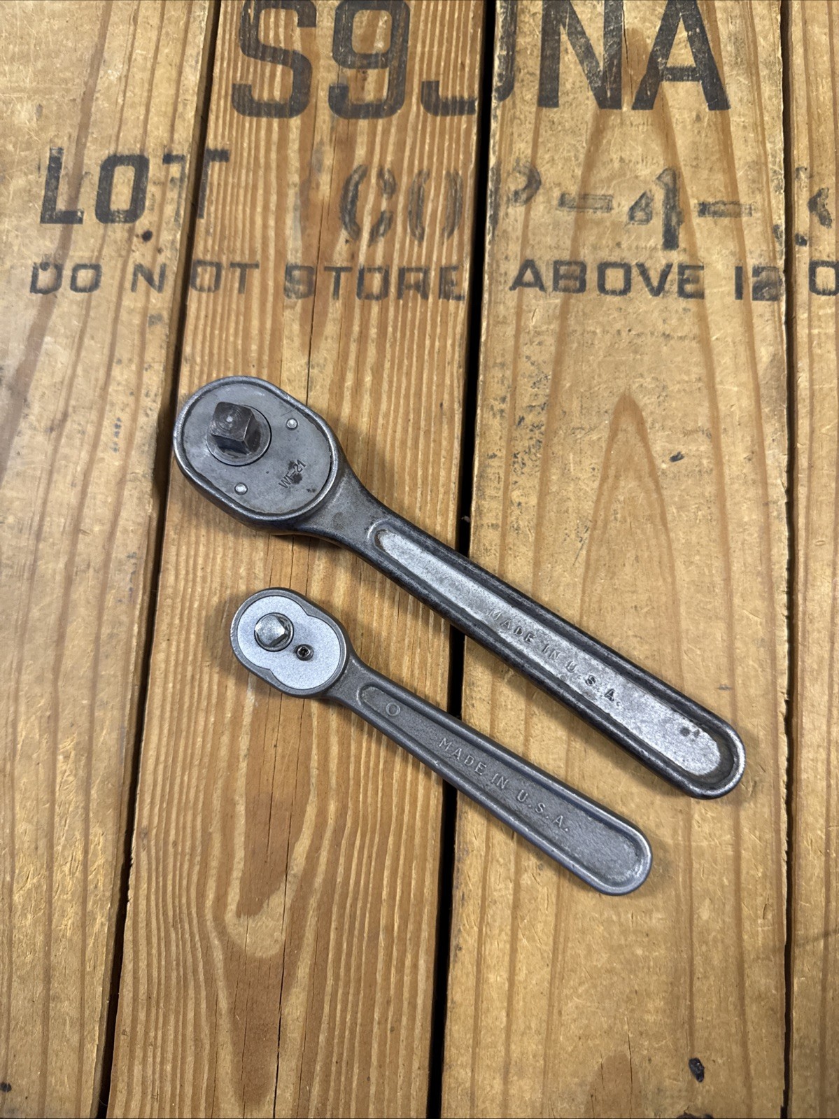Plomb WF-21 3/8” + WF-8S 1/4″ Drive Ratchet Rare WWII-Era Pair Wright Field USA