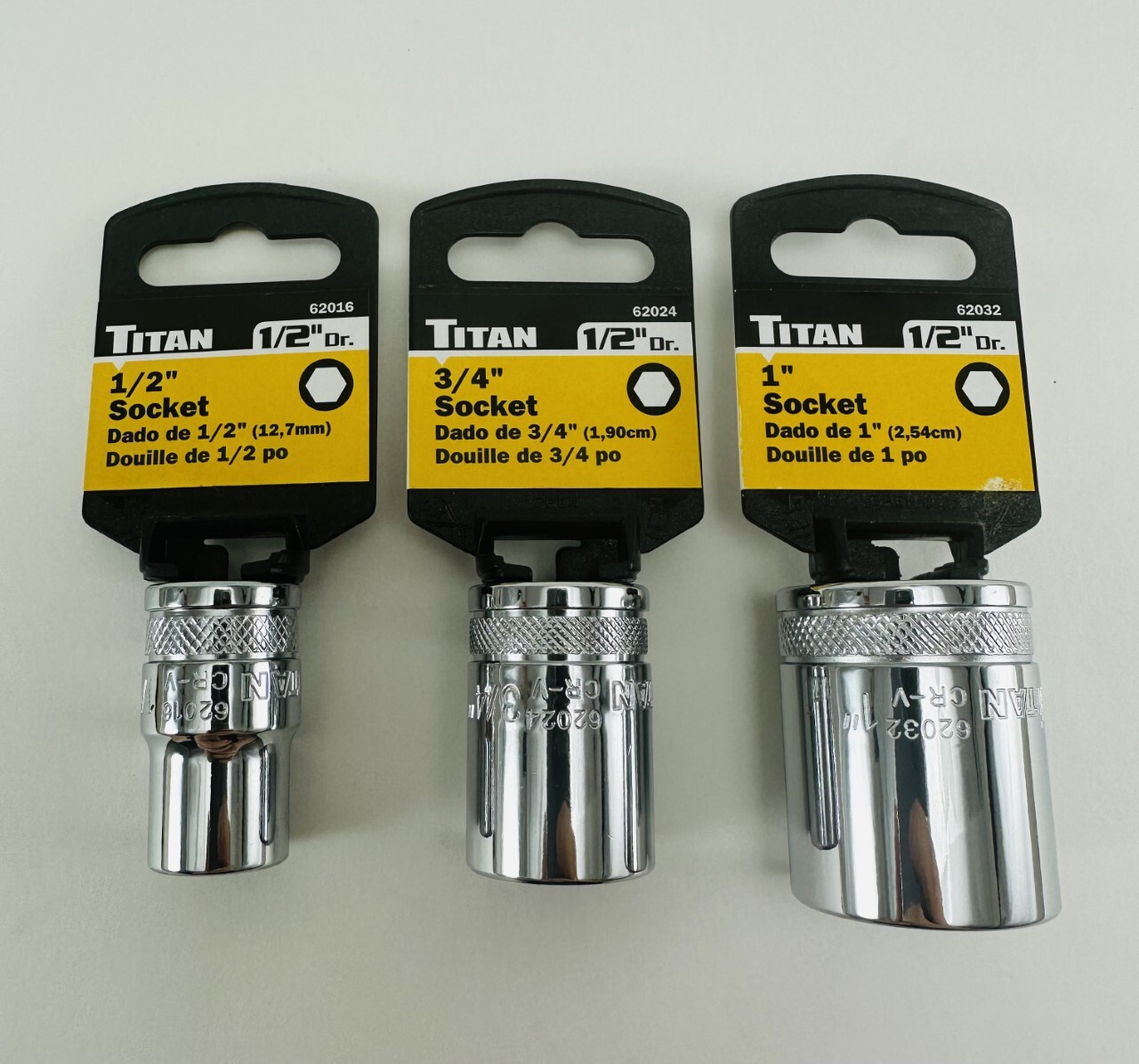 Titan INDIVIDUAL 1/2” Drive Shallow SAE Standard Socket Choose From 3/8 – 1-1/4″
