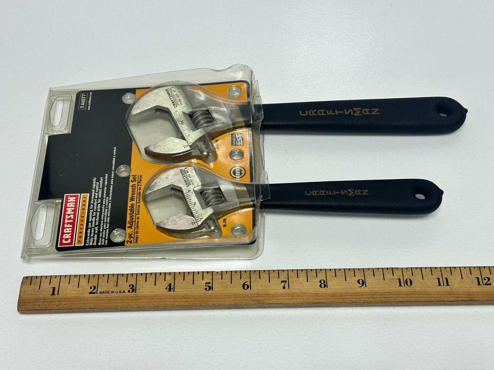 NOS Craftsman Professional USA 2pc Rare GOLD Adjustable Wrench Set, Model 44577
