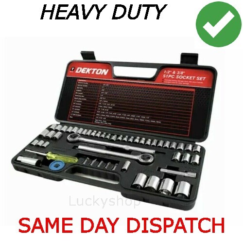 Dekton 52 Piece 1/2 and 3/8 Inch Socket Set in Carry Case Multi
