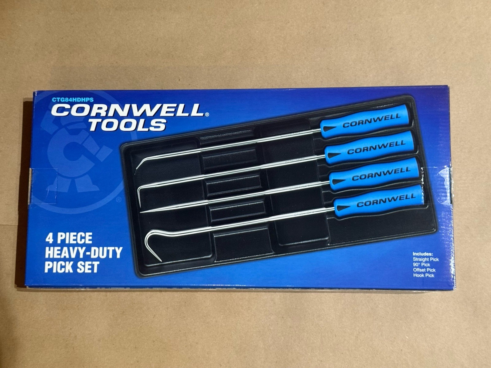 NEW Cornwell 4 Piece Heavy Duty Pick Set, Classic Blue Soft Grip CTG84HDHPS